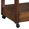 2 Drawers and 1 Open Compartment Wooden Printer Stand with Casters, Brown