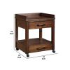 2 Drawers and 1 Open Compartment Wooden Printer Stand with Casters, Brown