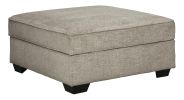 Wooden Ottoman with Hidden Storage and Tapered Block Legs, Gray