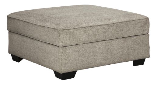 Wooden Ottoman with Hidden Storage and Tapered Block Legs, Gray