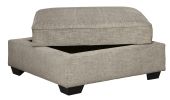Wooden Ottoman with Hidden Storage and Tapered Block Legs, Gray