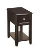 1 Drawer Chair Side End Table with Open Bottom Shelf, Dark Brown