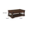 2 Drawer Scroll Lift Top Cocktail Table with Open Bottom Shelf, Brown