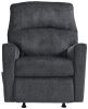Fabric Upholstered Rocker Recliner with Tufted Back, Charcoal Gray