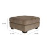 Fabric Upholstered Square Oversized Ottoman with Tapered Block Legs, Brown