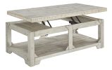 48 Inch Farmhouse Style Lift Top Coffee Table, Open Bottom Shelf, White