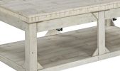 48 Inch Farmhouse Style Lift Top Coffee Table, Open Bottom Shelf, White
