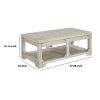 48 Inch Farmhouse Style Lift Top Coffee Table, Open Bottom Shelf, White