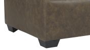 Oversized Ottoman with Tapered Block Legs and Jumbo Stitching, Brown
