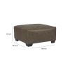 Oversized Ottoman with Tapered Block Legs and Jumbo Stitching, Brown
