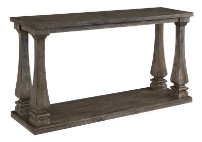 Rectangular Wooden Sofa Table with Square Baluster Legs, Taupe Brown