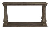 Rectangular Wooden Sofa Table with Square Baluster Legs, Taupe Brown