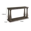 Rectangular Wooden Sofa Table with Square Baluster Legs, Taupe Brown