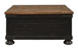 Square Wooden Lift Top Cocktail Table with Trunk Storage, Brown and Black