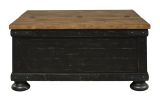 Square Wooden Lift Top Cocktail Table with Trunk Storage, Brown and Black