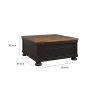 Square Wooden Lift Top Cocktail Table with Trunk Storage, Brown and Black