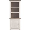 Wooden Left Pier Cabinet with 1 Door and 2 Shelves, Antique White and Brown
