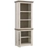 Wooden Left Pier Cabinet with 1 Door and 2 Shelves, Antique White and Brown