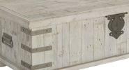 Wooden Lift Top Cocktail Table with Metal Handles and Bun Feet, White
