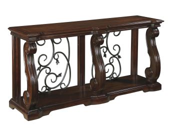 Wooden Sofa Table with 1 Bottom Shelf and Cabriole Legs, Dark Brown