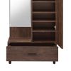 Mirrored Wooden Hall Tree with 1 Door and 1 Drawer, Brown and Silver