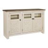 63 Inch TV Stand with 2 Cabinets and 4 Adjustable Shelves, Brown and White