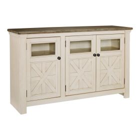 63 Inch TV Stand with 2 Cabinets and 4 Adjustable Shelves, Brown and White