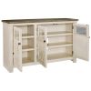 63 Inch TV Stand with 2 Cabinets and 4 Adjustable Shelves, Brown and White