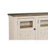 63 Inch TV Stand with 2 Cabinets and 4 Adjustable Shelves, Brown and White