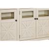 63 Inch TV Stand with 2 Cabinets and 4 Adjustable Shelves, Brown and White