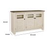 63 Inch TV Stand with 2 Cabinets and 4 Adjustable Shelves, Brown and White