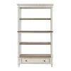 Wooden Bookcase with 4 Tier Shelves and Bottom Drawer, Brown and White
