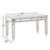 Transitional Wooden Office Desk with Carvings and Drawers, White and Brown