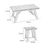 Wooden Table Set with Canted Legs and Tension Bars, Washed White