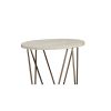 Faux Marble Table Set with 1 Coffee Table and 2 End Tables, White and Gold