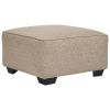 Square Textured Fabric Upholstered Oversized Accent Ottoman, Beige