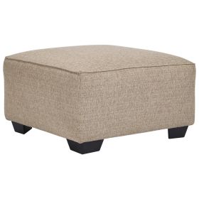 Square Textured Fabric Upholstered Oversized Accent Ottoman, Beige