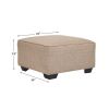 Square Textured Fabric Upholstered Oversized Accent Ottoman, Beige