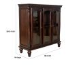 Traditional Wood and Glass Accent Cabinet with Carved Details, Brown