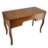Wooden Writing Desk with Cabriole Legs and 5 Drawers, Brown