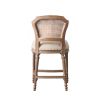 Nailhead Fabric Upholstered Bar Stool with Perforated Back, Beige and Brown