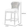 Nailhead Fabric Upholstered Bar Stool with Perforated Back, Beige and Brown