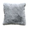 20 X 20 Inch Fabric Accent Pillow with Fur Like Texture, Light Gray