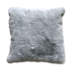 20 X 20 Inch Fabric Accent Pillow with Fur Like Texture, Light Gray