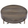 1 Drawer Round Modern Coffee Table with Crossed Metal Legs, Brown and Gold