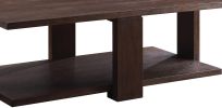 Contemporary Style Rectangular Coffee Table with Open Bottom Shelf, Brown