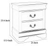 2 Drawer Wooden Frame Nightstand with Antique Metal Pulls, Black
