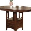 Extendable Round Wooden Counter Height Table with Open Bottom Shelf, Gray