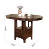 Extendable Round Wooden Counter Height Table with Open Bottom Shelf, Gray