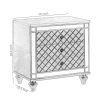 3 Drawer Wooden Nightstand with Diamond Pattern and Mirror Inlay, Gray